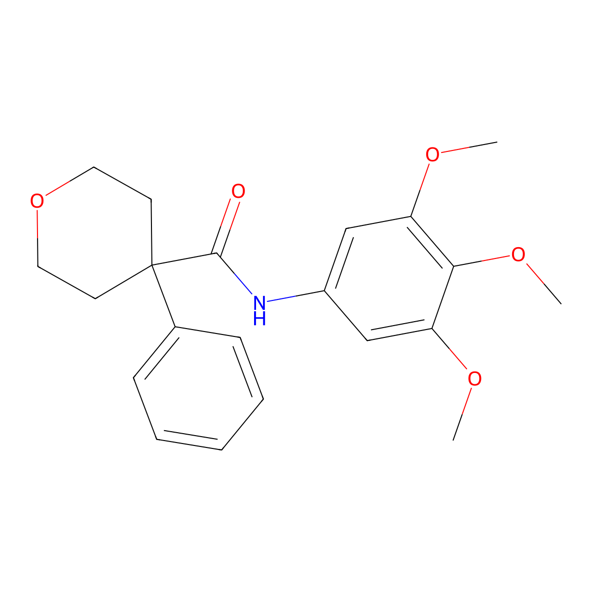 4-phenyl-N-(3,4,5-trimethoxyphenyl)tetrahydro-2H-pyran-4-carboxamide molecular structure, CAS 1324071-06-8