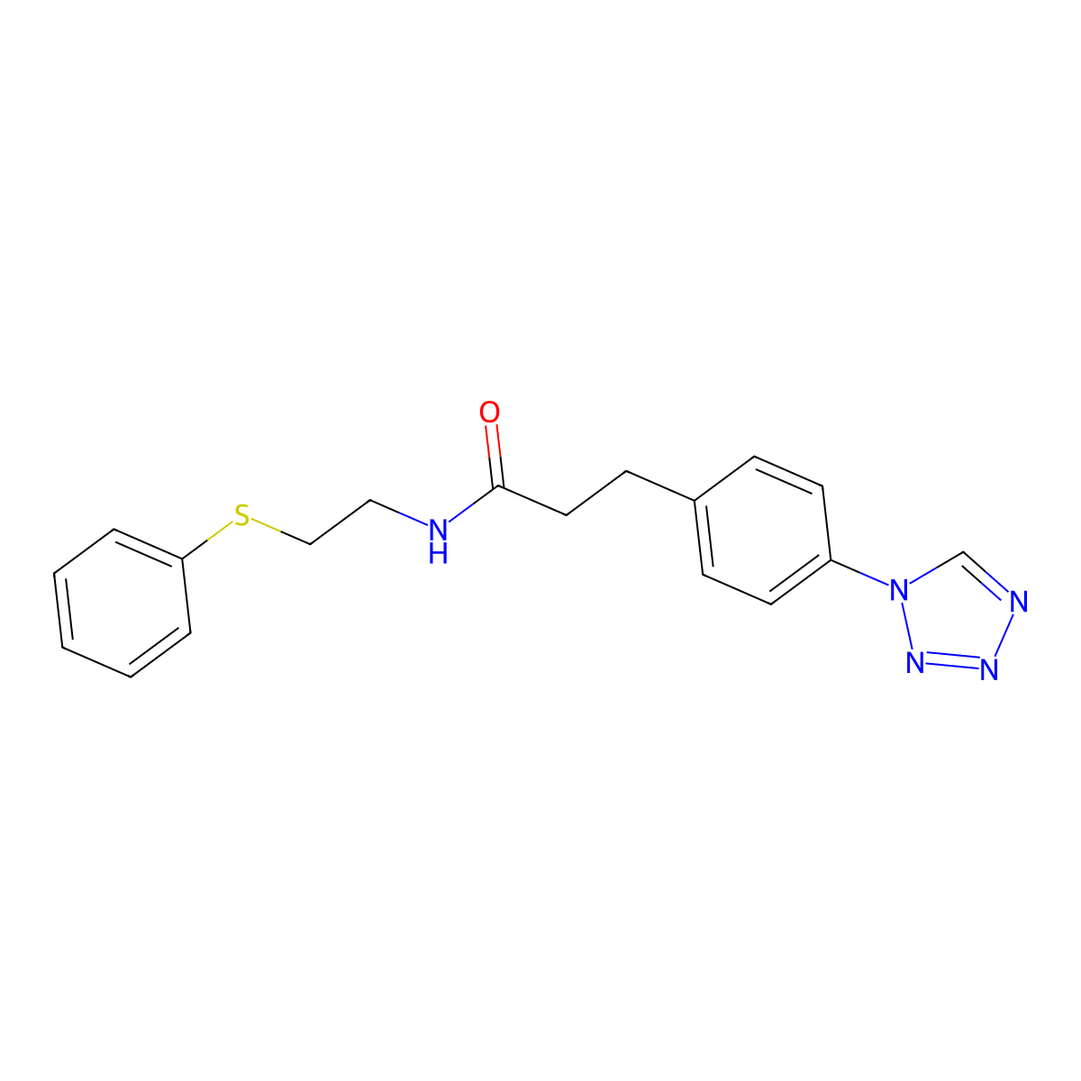 N-[2-(phenylsulfanyl)ethyl]-3-[4-(1H-tetrazol-1-yl)phenyl]propanamide molecular structure, CAS 1324071-14-8