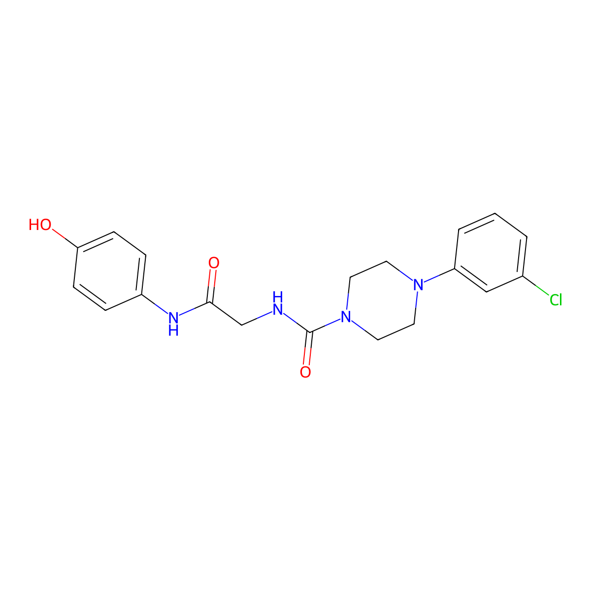 4-(3-chlorophenyl)-N-{2-[(4-hydroxyphenyl)amino]-2-oxoethyl}piperazine-1-carboxamide molecular structure, CAS 1324071-29-5