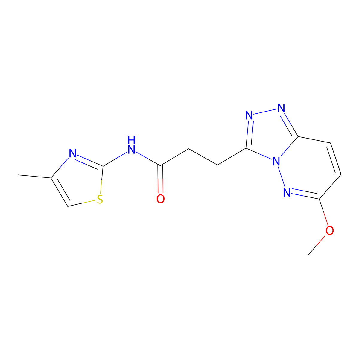 3-(6-methoxy-[1,2,4]triazolo[4,3-b]pyridazin-3-yl)-N-(4-methylthiazol-2-yl)propanamide molecular structure, CAS 1324071-35-3