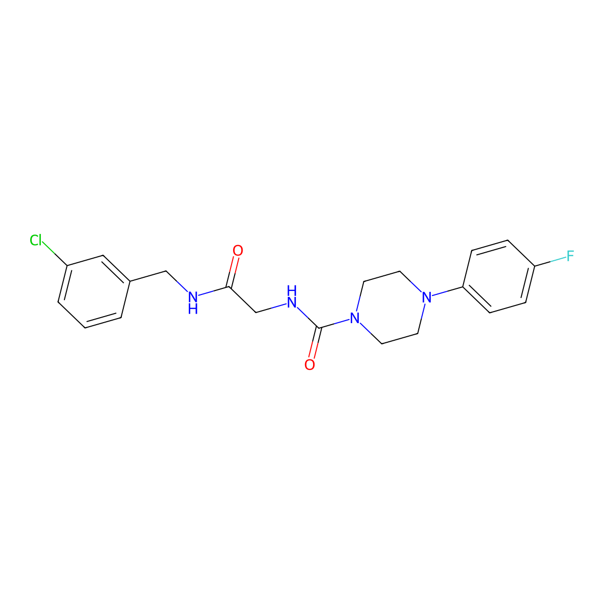 N-{2-[(3-chlorobenzyl)amino]-2-oxoethyl}-4-(4-fluorophenyl)piperazine-1-carboxamide molecular structure, CAS 1324071-41-1