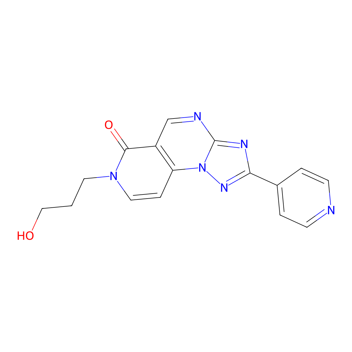 7-(3-hydroxypropyl)-2-(pyridin-4-yl)pyrido[3,4-e][1,2,4]triazolo[1,5-a]pyrimidin-6(7H)-one molecular structure, CAS 1324071-48-8