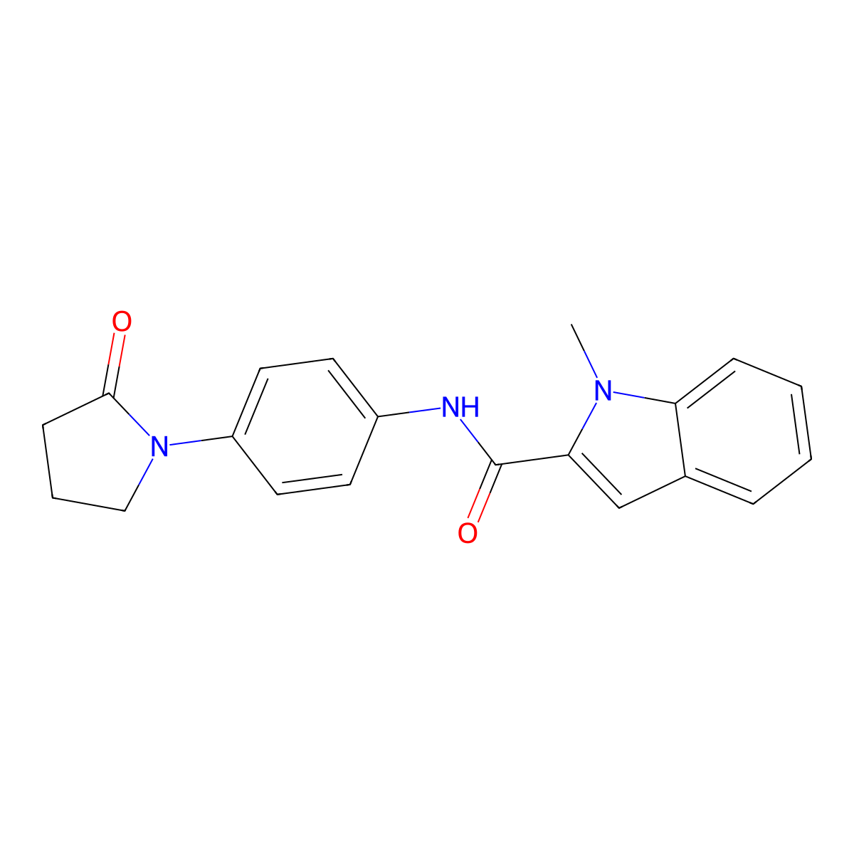 1-methyl-N-[4-(2-oxopyrrolidin-1-yl)phenyl]-1H-indole-2-carboxamide molecular structure, CAS 1324071-66-0