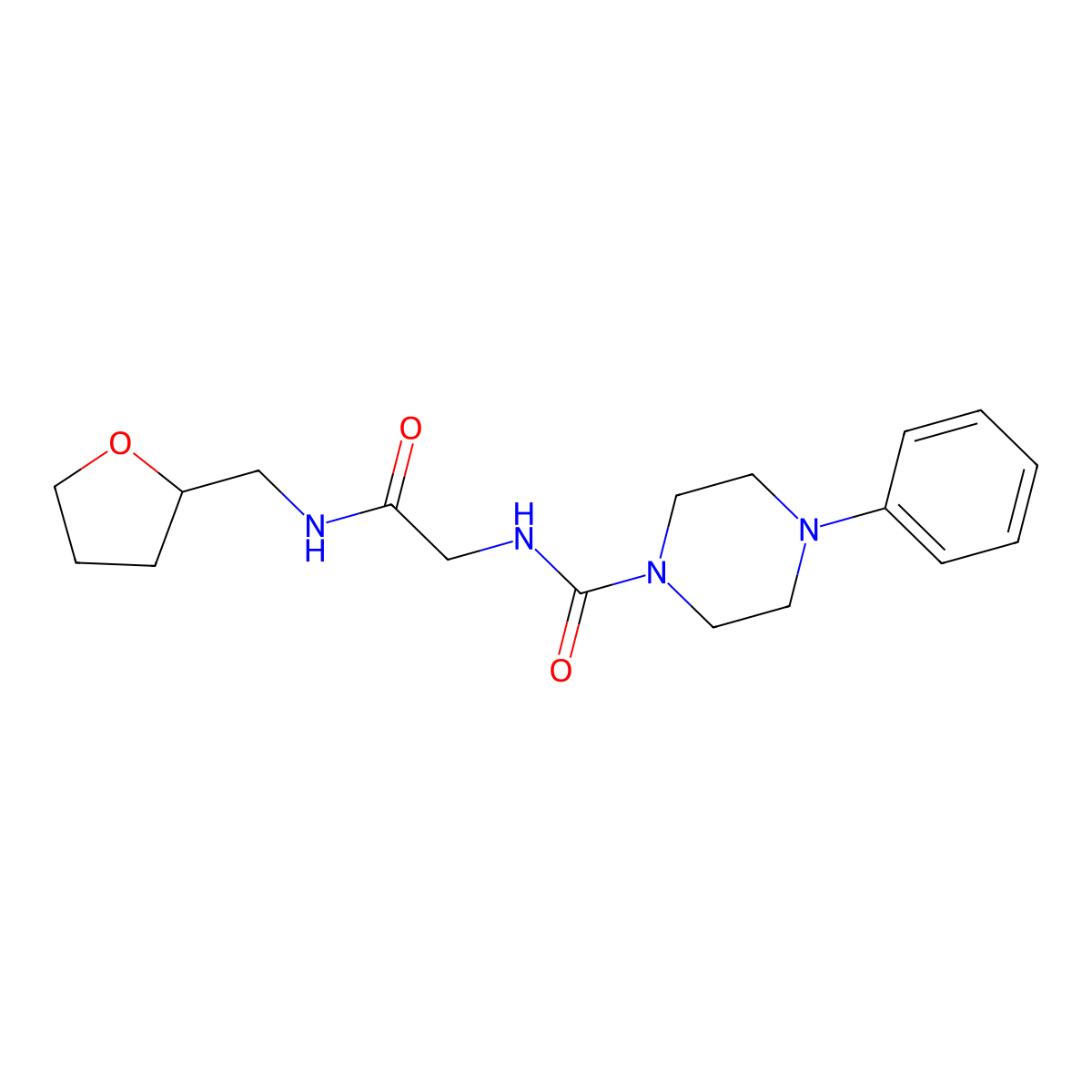 N-{2-oxo-2-[(tetrahydrofuran-2-ylmethyl)amino]ethyl}-4-phenylpiperazine-1-carboxamide molecular structure, CAS 1324071-68-2