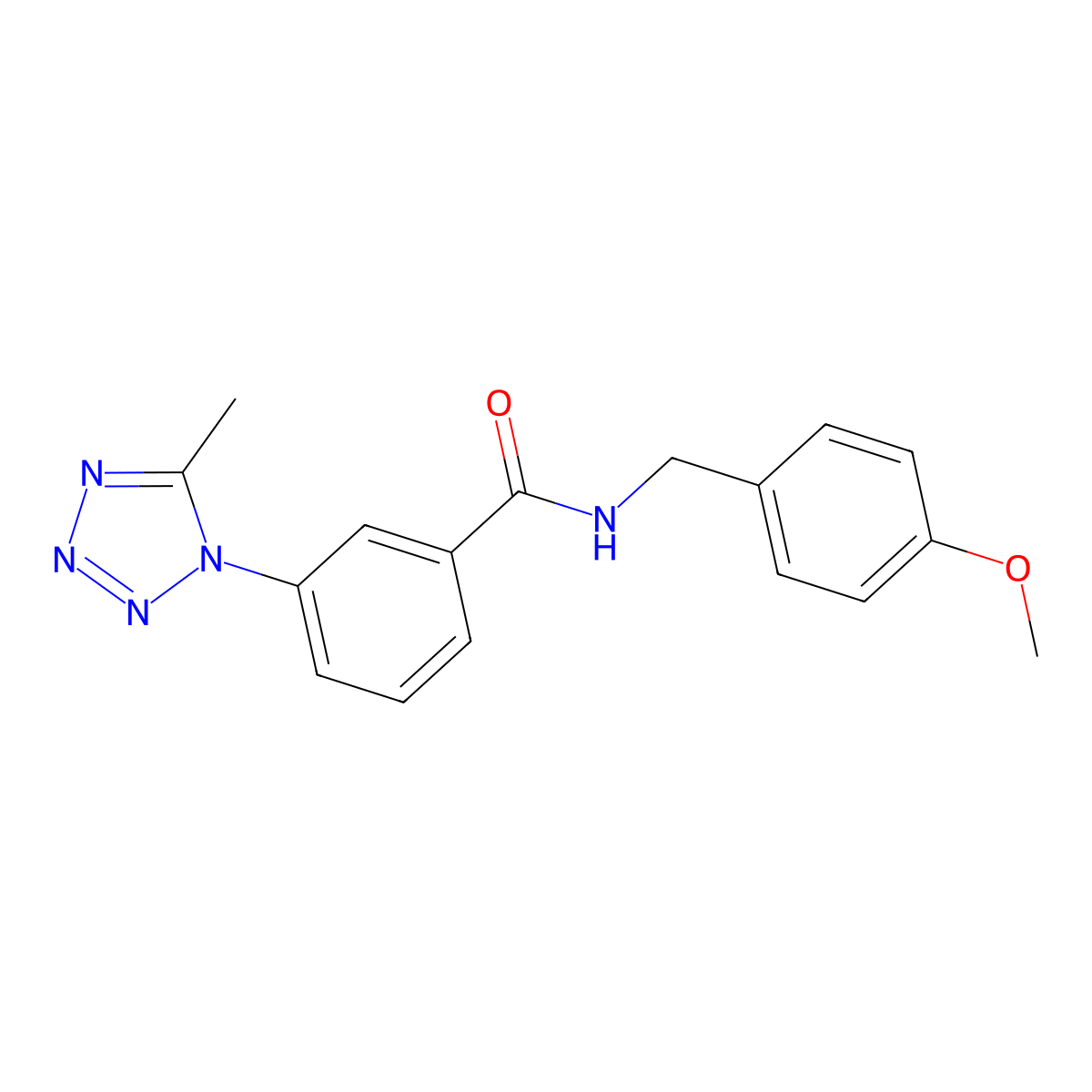 N-(4-methoxybenzyl)-3-(5-methyl-1H-tetrazol-1-yl)benzamide molecular structure, CAS 1324071-79-5
