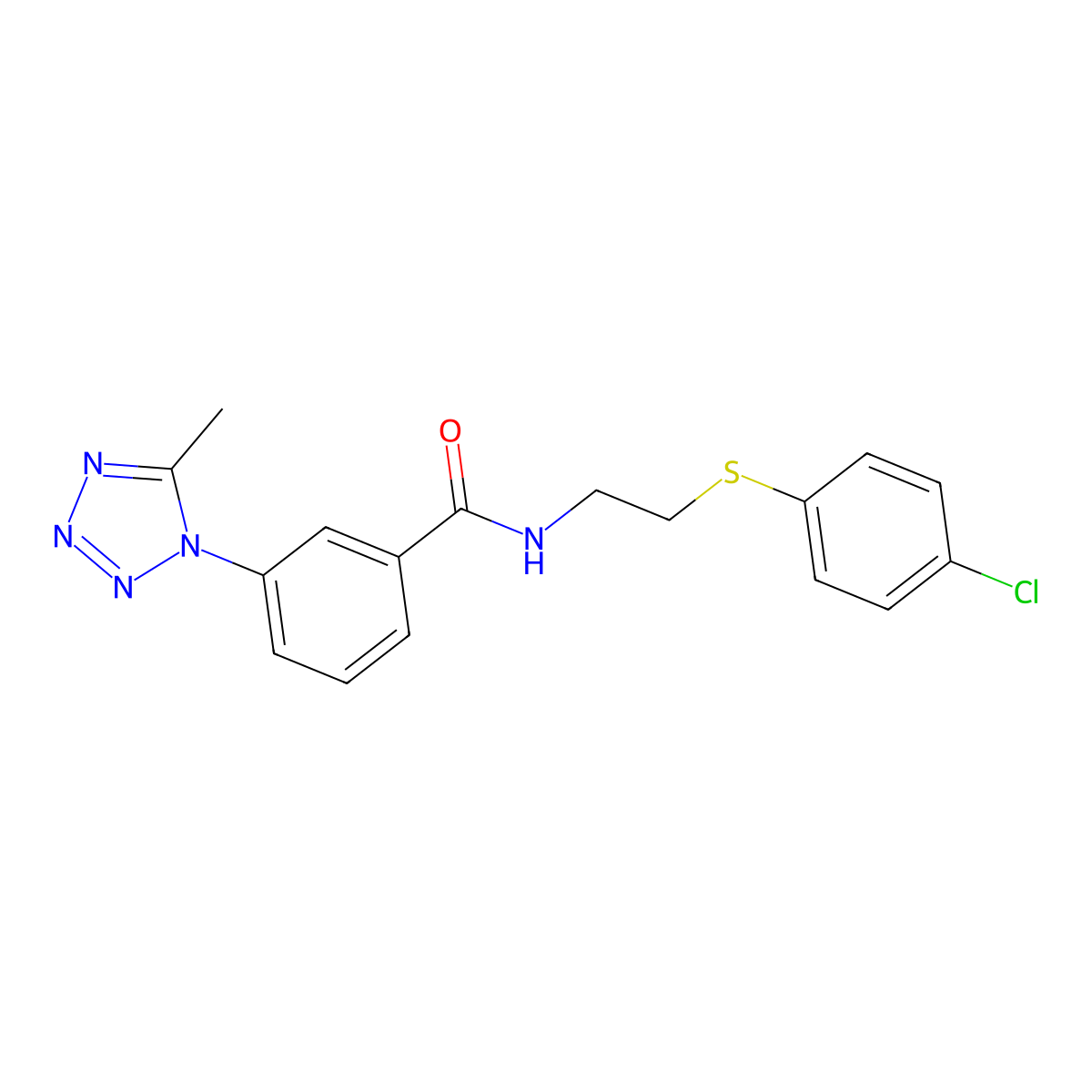 N-{2-[(4-chlorophenyl)sulfanyl]ethyl}-3-(5-methyl-1H-tetrazol-1-yl)benzamide molecular structure, CAS 1324071-97-7