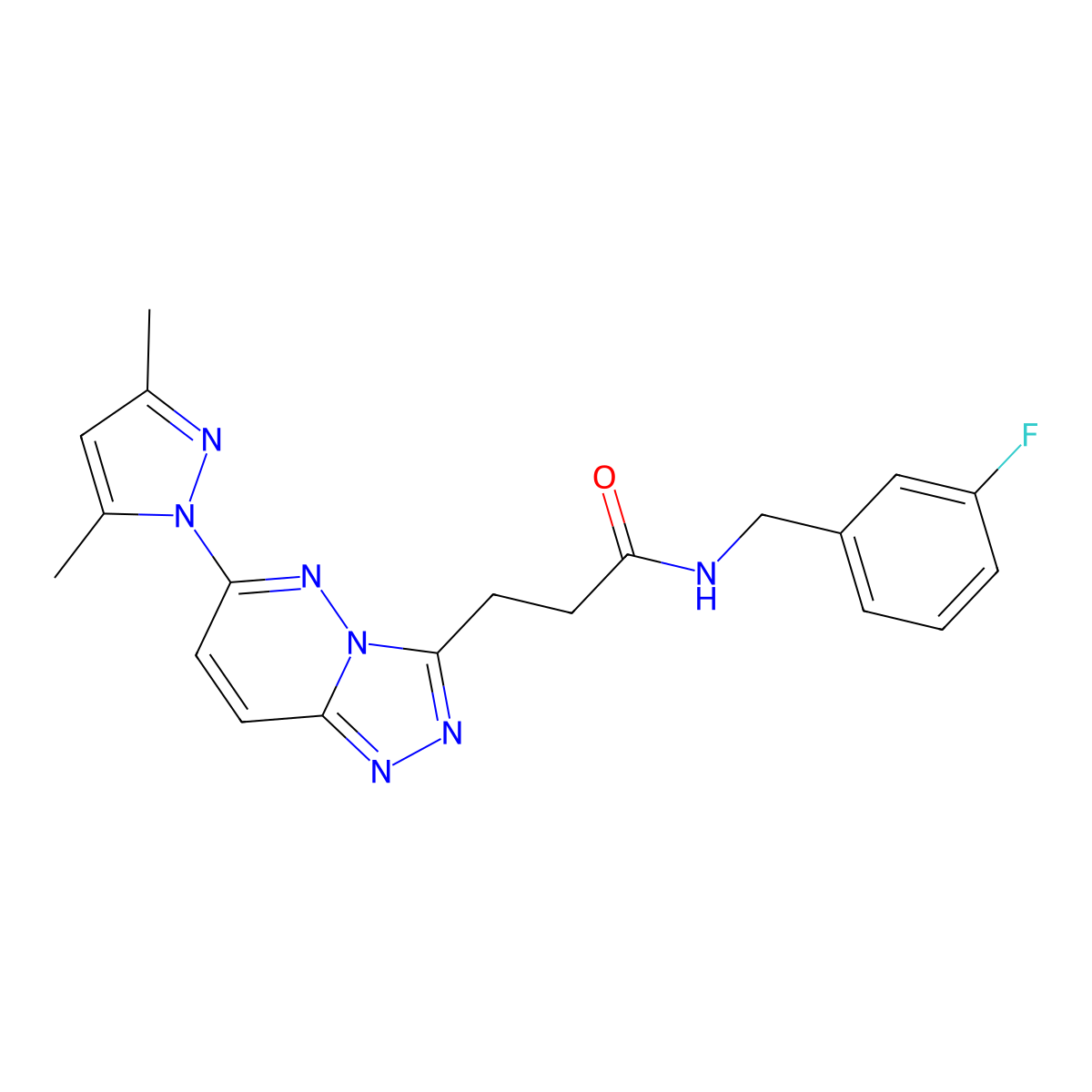 3-[6-(3,5-dimethyl-1H-pyrazol-1-yl)[1,2,4]triazolo[4,3-b]pyridazin-3-yl]-N-(3-fluorobenzyl)propanamide molecular structure, CAS 1324072-10-7