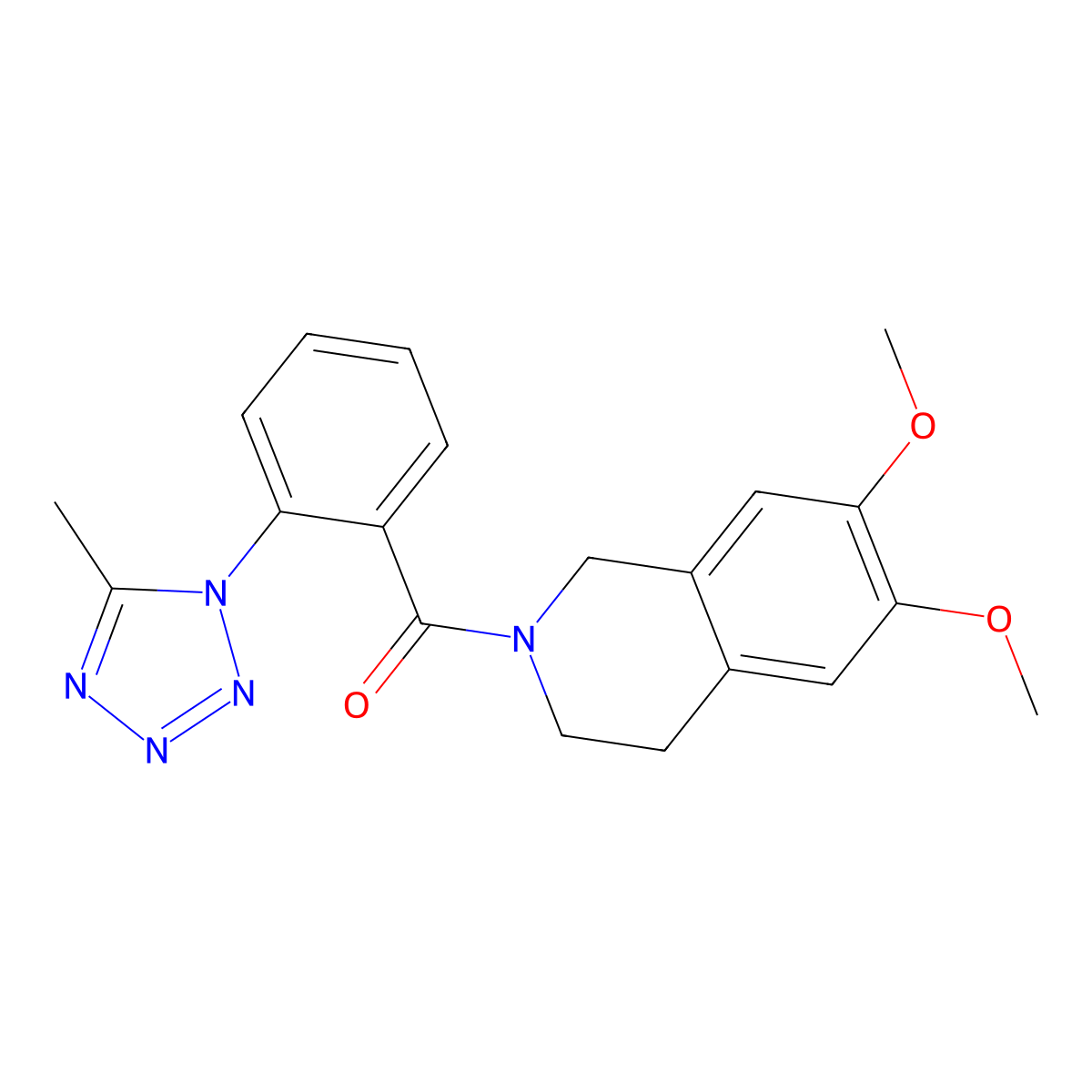 (6,7-dimethoxy-3,4-dihydroisoquinolin-2(1H)-yl)[2-(5-methyl-1H-tetrazol-1-yl)phenyl]methanone molecular structure, CAS 1324072-28-7