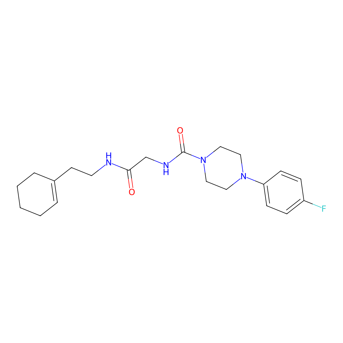 N-(2-{[2-(cyclohex-1-en-1-yl)ethyl]amino}-2-oxoethyl)-4-(4-fluorophenyl)piperazine-1-carboxamide molecular structure, CAS 1324072-40-3