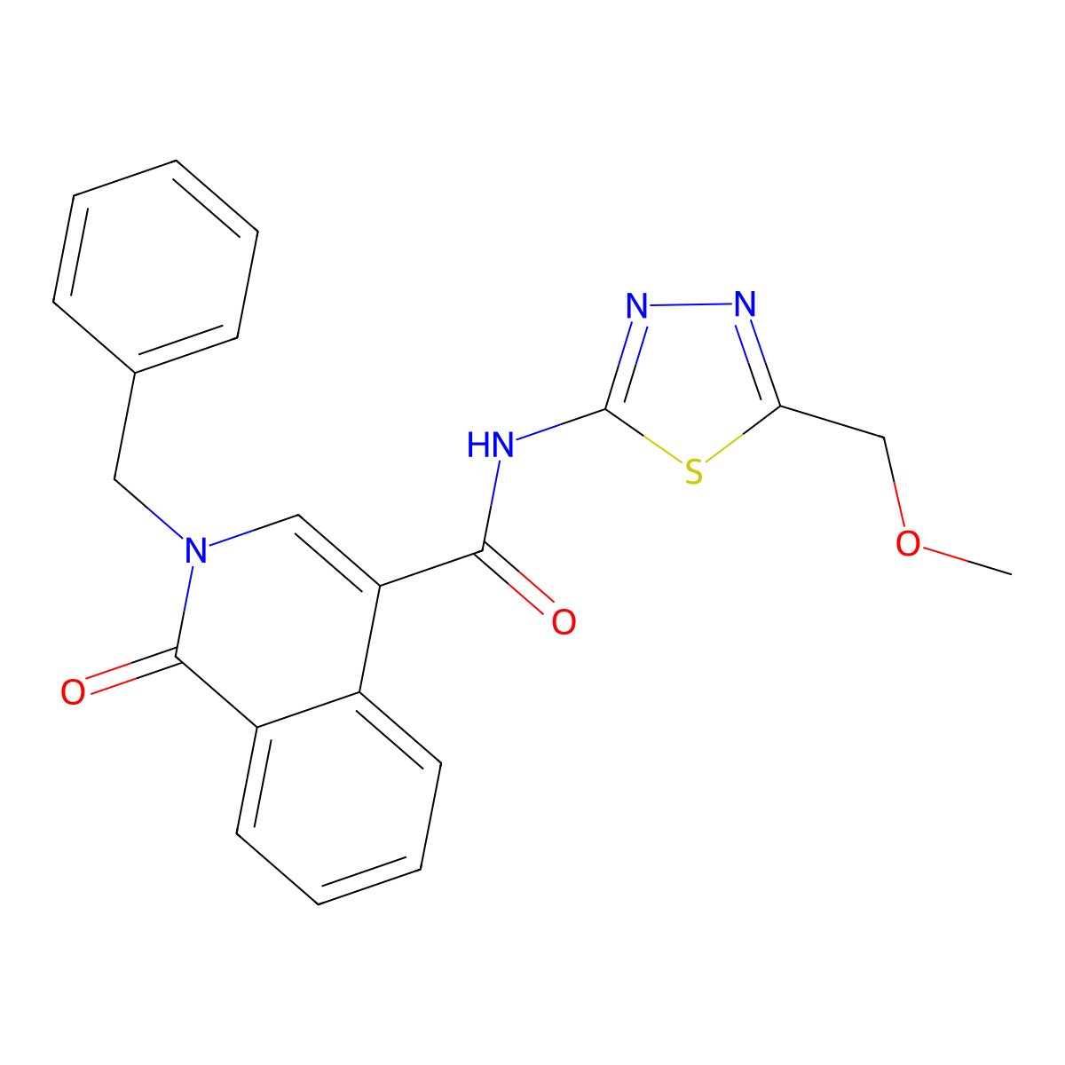 2-benzyl-N-[5-(methoxymethyl)-1,3,4-thiadiazol-2-yl]-1-oxo-1,2-dihydroisoquinoline-4-carboxamide molecular structure, CAS 1324072-49-2