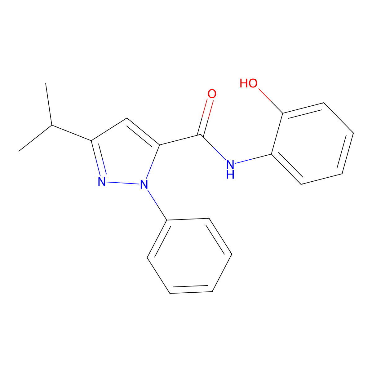 N-(2-hydroxyphenyl)-1-phenyl-3-(propan-2-yl)-1H-pyrazole-5-carboxamide molecular structure, CAS 1324072-55-0