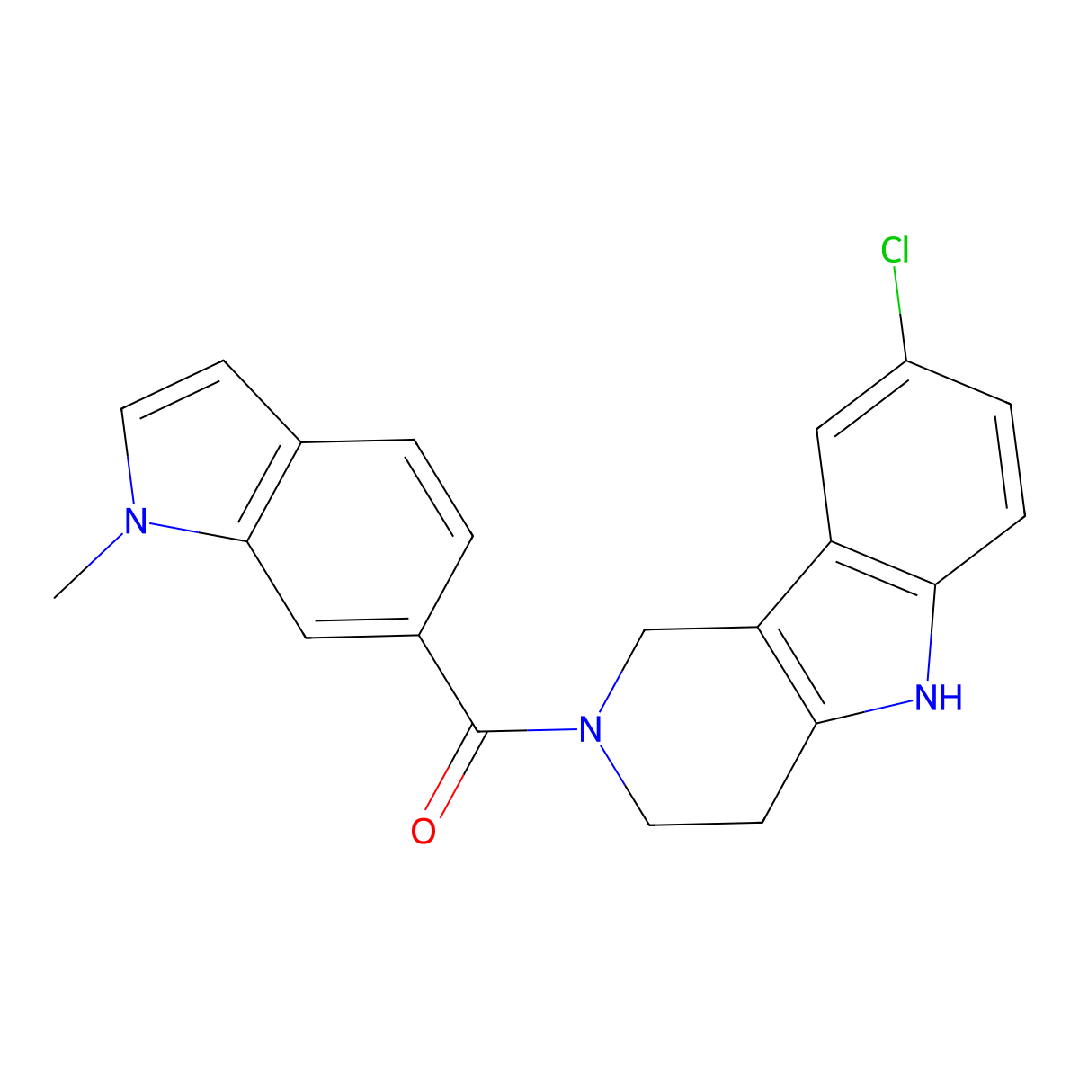 (8-chloro-1,3,4,5-tetrahydro-2H-pyrido[4,3-b]indol-2-yl)(1-methyl-1H-indol-6-yl)methanone molecular structure, CAS 1324072-60-7