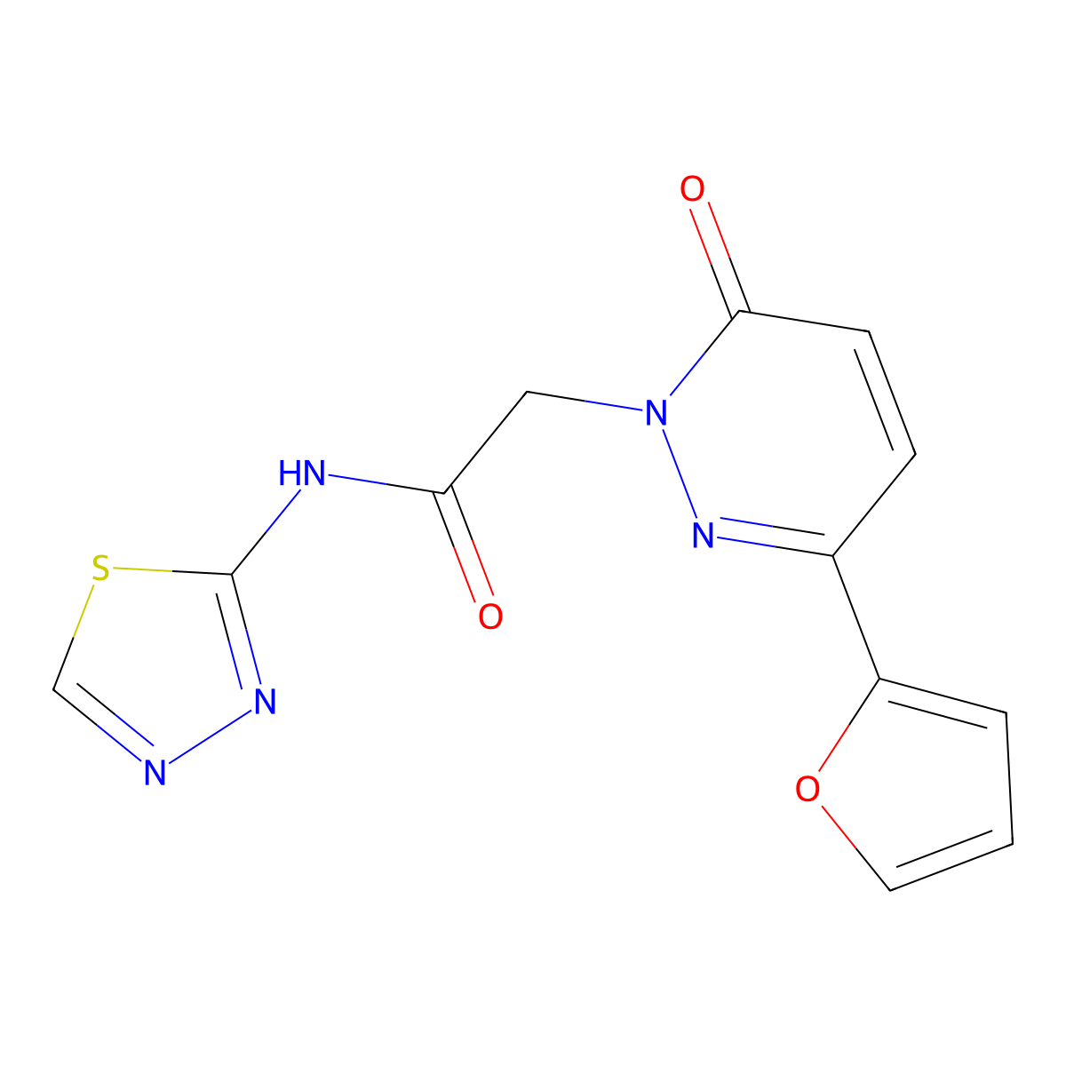 2-(3-(furan-2-yl)-6-oxopyridazin-1(6H)-yl)-N-(1,3,4-thiadiazol-2-yl)acetamide molecular structure, CAS 1324072-71-0