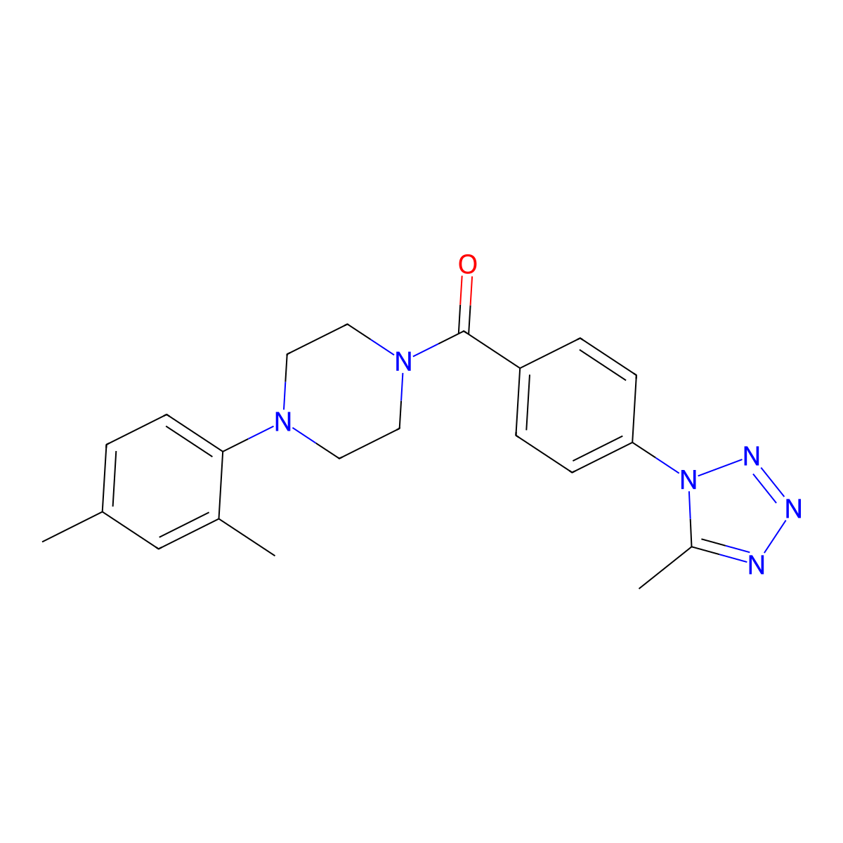 [4-(2,4-dimethylphenyl)piperazin-1-yl][4-(5-methyl-1H-tetrazol-1-yl)phenyl]methanone molecular structure, CAS 1324072-80-1
