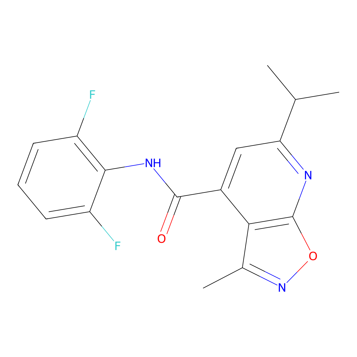 N-(2,6-difluorophenyl)-3-methyl-6-(propan-2-yl)[1,2]oxazolo[5,4-b]pyridine-4-carboxamide molecular structure, CAS 1324072-83-4