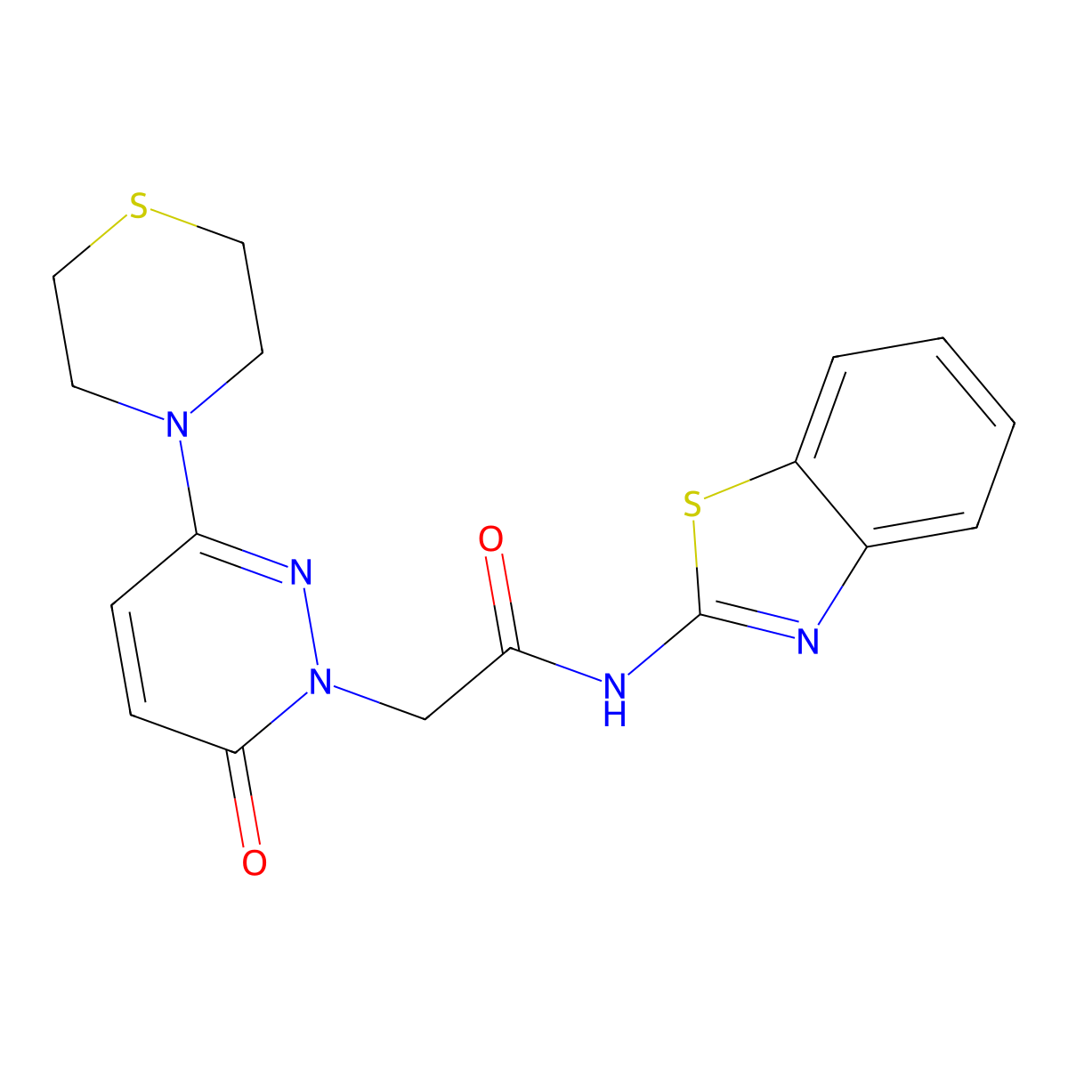 N-(1,3-benzothiazol-2-yl)-2-[6-oxo-3-(thiomorpholin-4-yl)pyridazin-1(6H)-yl]acetamide molecular structure, CAS 1324072-94-7