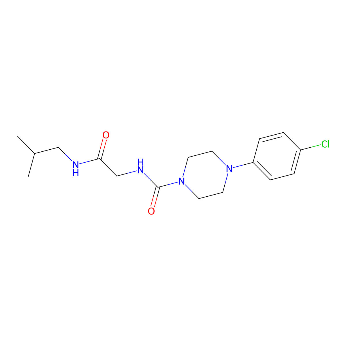 4-(4-chlorophenyl)-N-{2-[(2-methylpropyl)amino]-2-oxoethyl}piperazine-1-carboxamide molecular structure, CAS 1324072-95-8