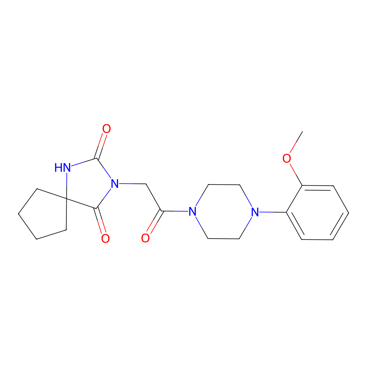 2-Hydroxy-3-{2-[4-(2-methoxyphenyl)piperazin-1-yl]-2-oxoethyl}-1,3-diazaspiro[4.4]non-1-en-4-one molecular structure, CAS 1324073-01-9