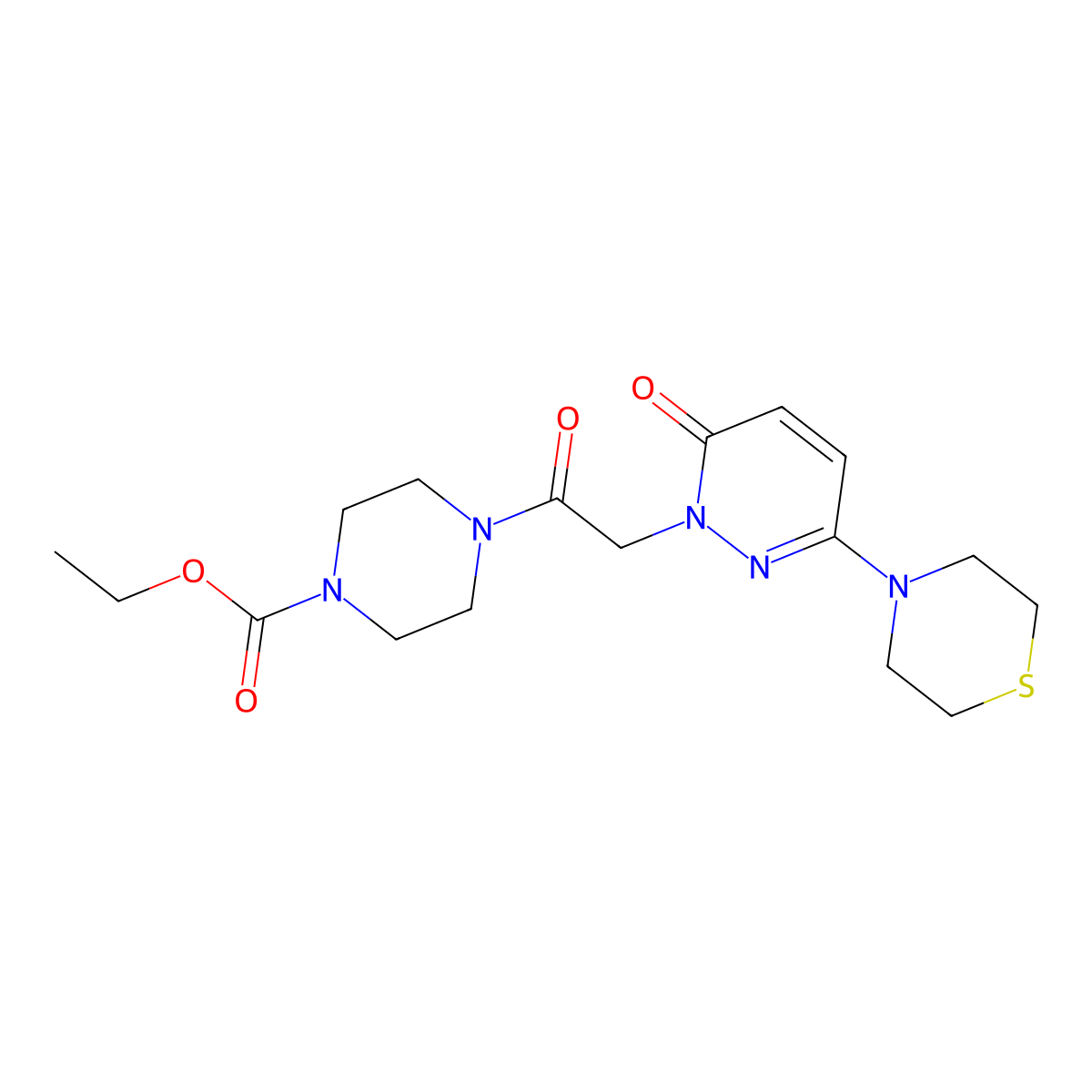 ethyl 4-{[6-oxo-3-(thiomorpholin-4-yl)pyridazin-1(6H)-yl]acetyl}piperazine-1-carboxylate molecular structure, CAS 1324073-05-3