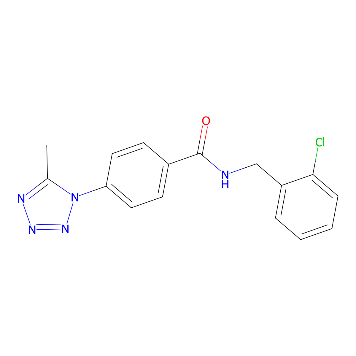 N-(2-chlorobenzyl)-4-(5-methyl-1H-tetrazol-1-yl)benzamide molecular structure, CAS 1324073-08-6