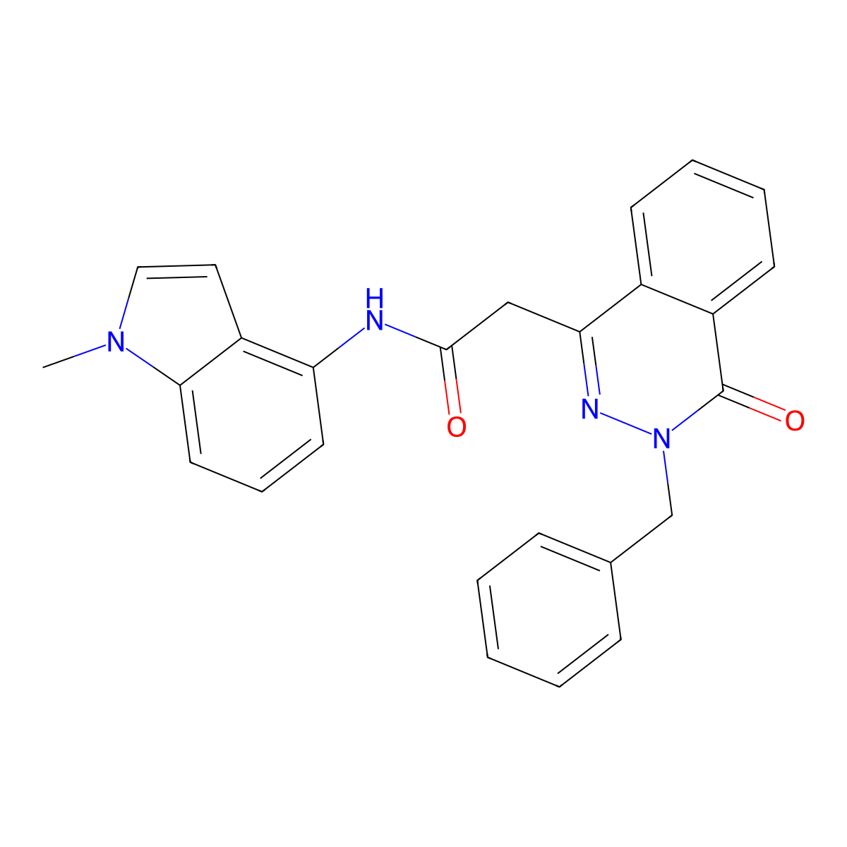 2-(3-benzyl-4-oxo-3,4-dihydrophthalazin-1-yl)-N-(1-methyl-1H-indol-4-yl)acetamide molecular structure, CAS 1324073-09-7