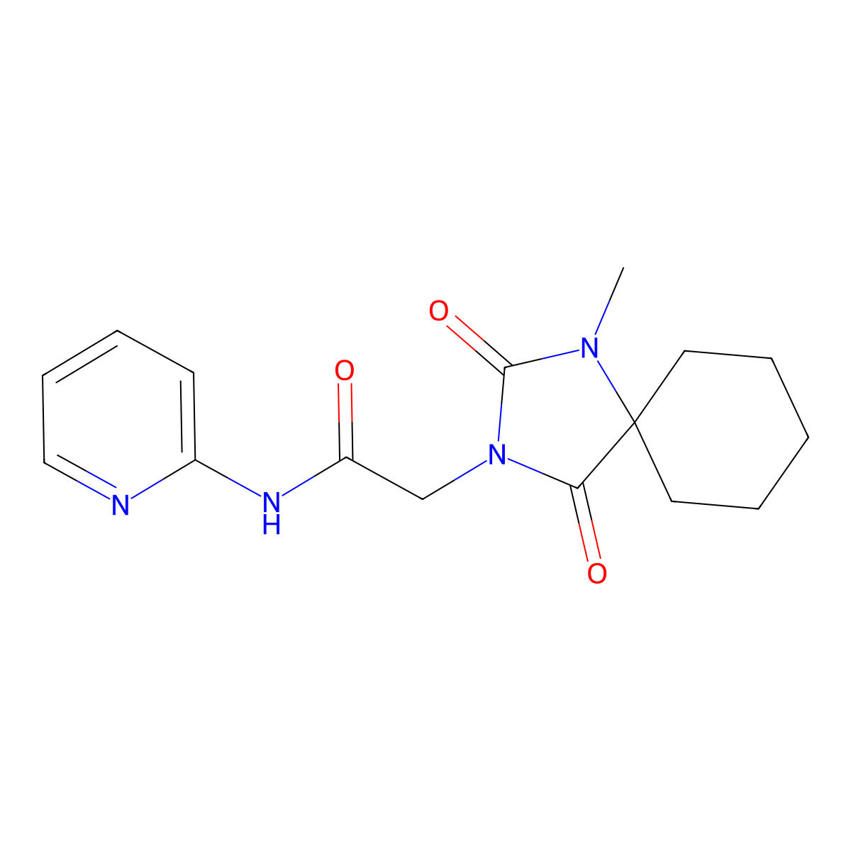2-(1-methyl-2,4-dioxo-1,3-diazaspiro[4.5]dec-3-yl)-N-(pyridin-2-yl)acetamide molecular structure, CAS 1324073-14-4