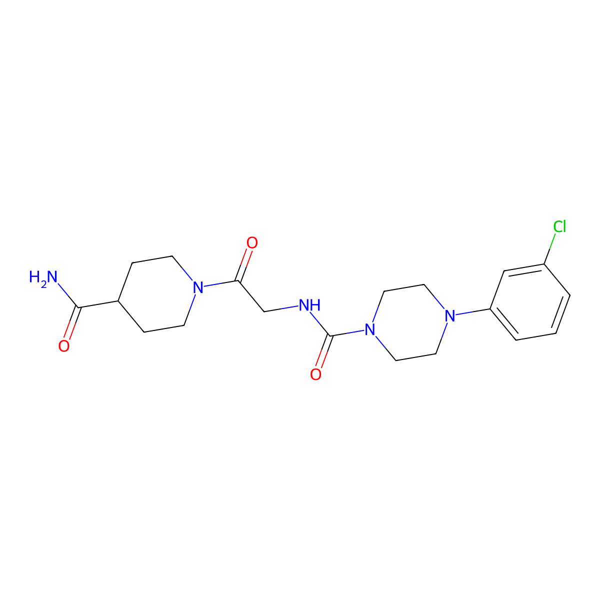 N-[2-(4-carbamoylpiperidin-1-yl)-2-oxoethyl]-4-(3-chlorophenyl)piperazine-1-carboxamide molecular structure, CAS 1324073-15-5