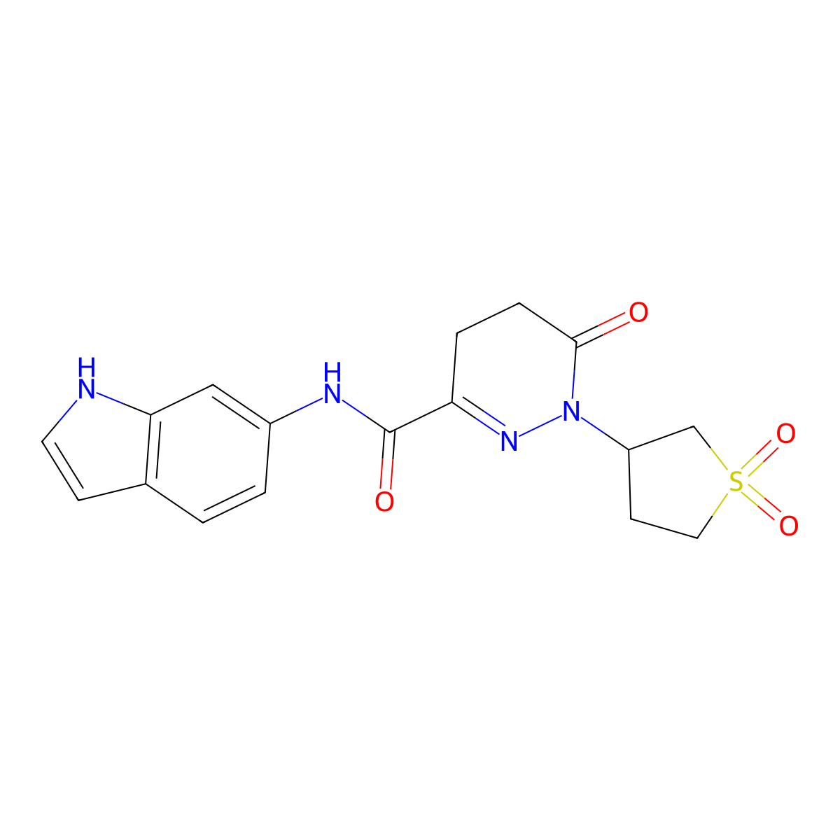 1-(1,1-dioxidotetrahydrothiophen-3-yl)-N-(1H-indol-6-yl)-6-oxo-1,4,5,6-tetrahydropyridazine-3-carboxamide molecular structure, CAS 1324073-24-6