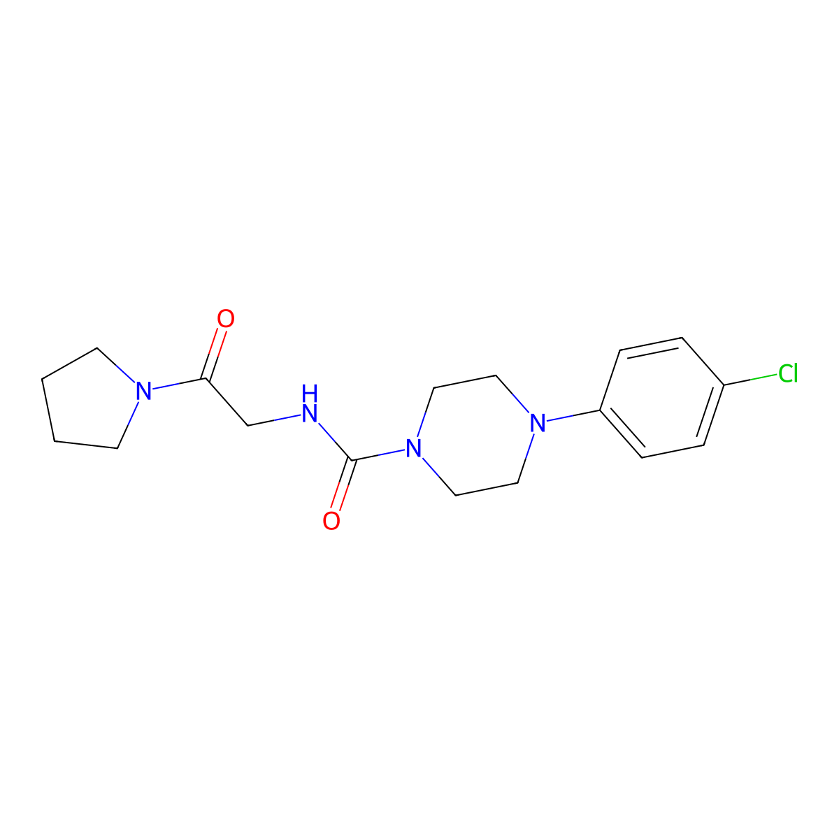 4-(4-chlorophenyl)-N-[2-oxo-2-(pyrrolidin-1-yl)ethyl]piperazine-1-carboxamide molecular structure, CAS 1324073-31-5