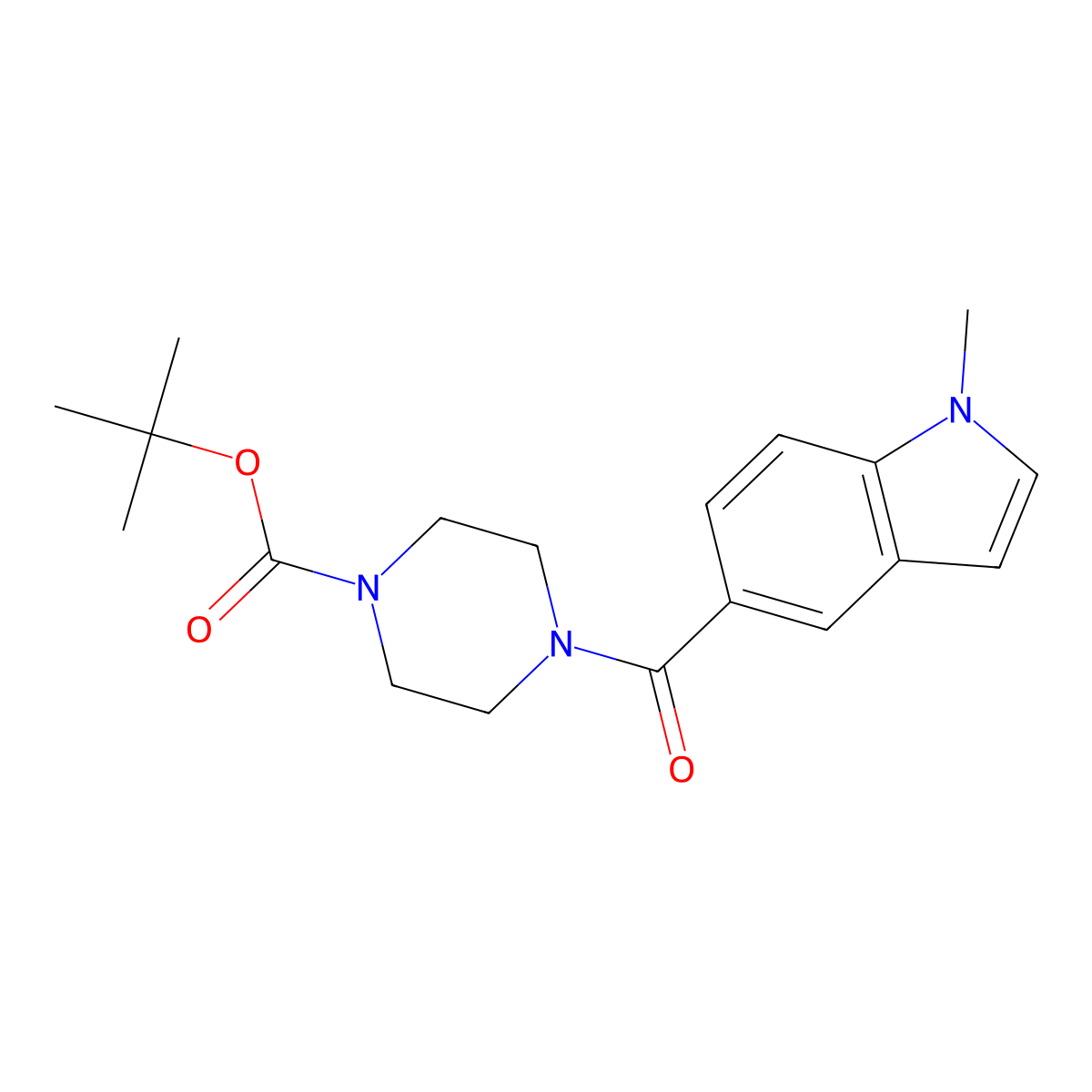tert-butyl 4-[(1-methyl-1H-indol-5-yl)carbonyl]piperazine-1-carboxylate molecular structure, CAS 1324073-34-8