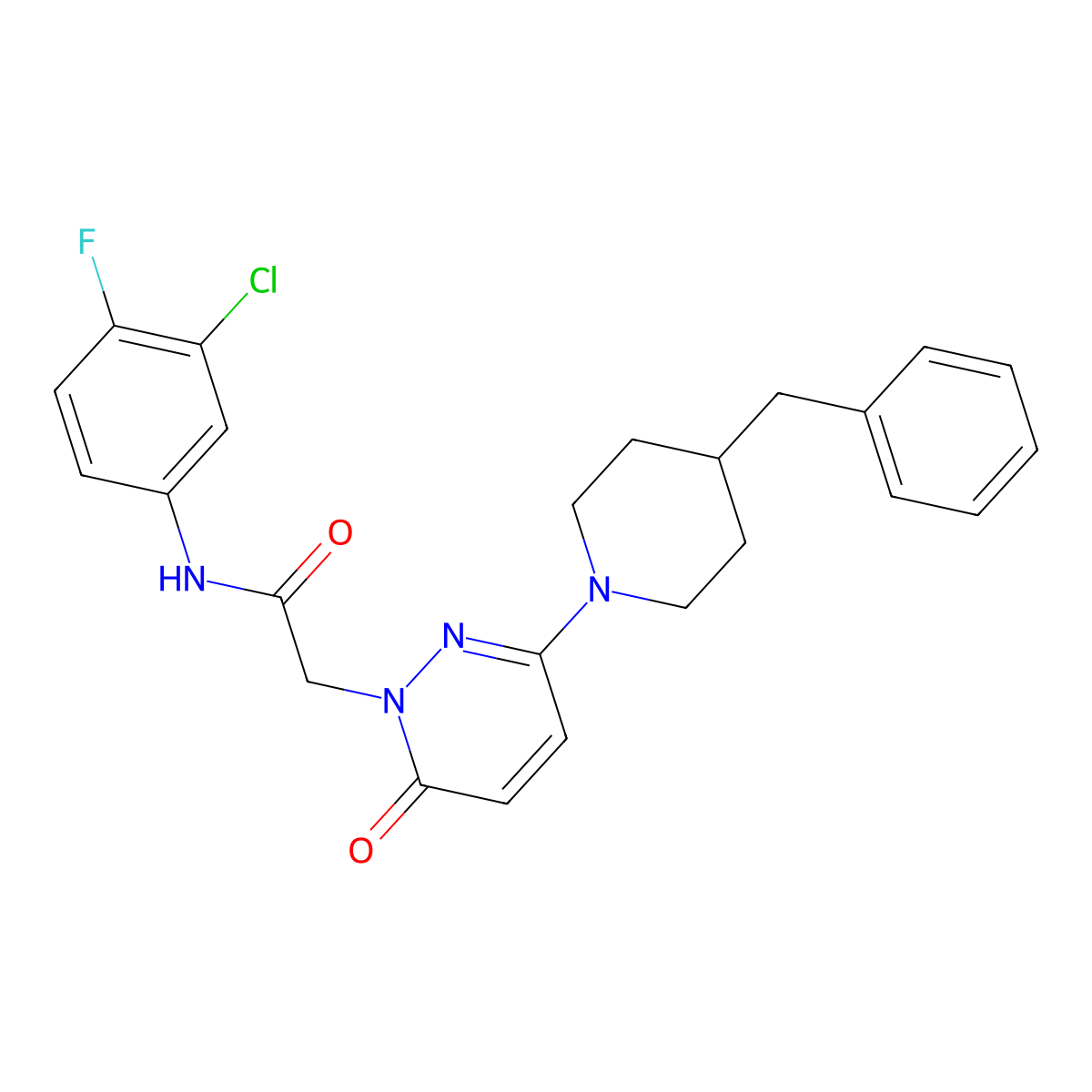 2-(3-(4-benzylpiperidin-1-yl)-6-oxopyridazin-1(6H)-yl)-N-(3-chloro-4-fluorophenyl)acetamide molecular structure, CAS 1324073-43-9