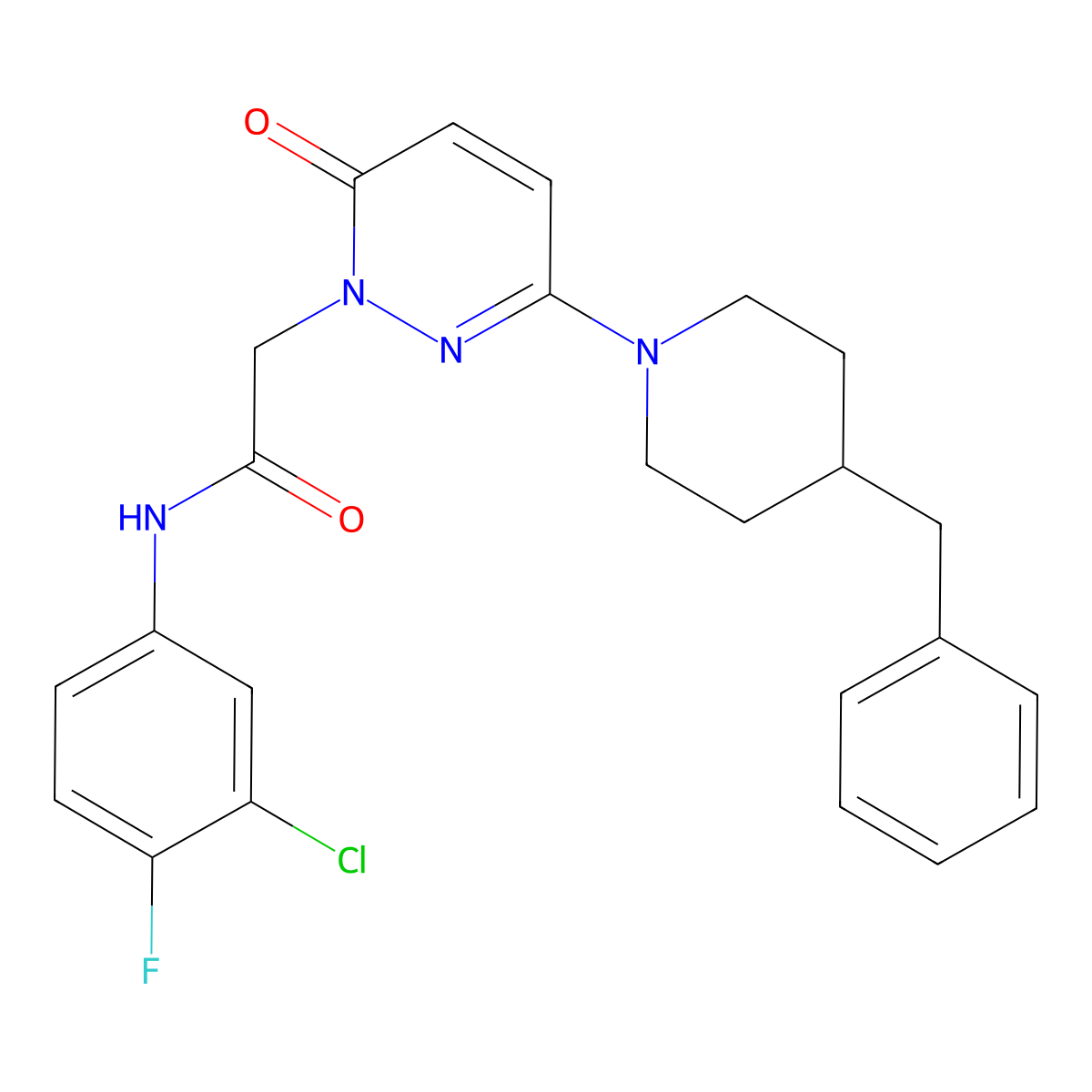 2-(3-(4-benzylpiperidin-1-yl)-6-oxopyridazin-1(6H)-yl)-N-(3-chloro-4-fluorophenyl)acetamide molecular structure, CAS 1324073-43-9