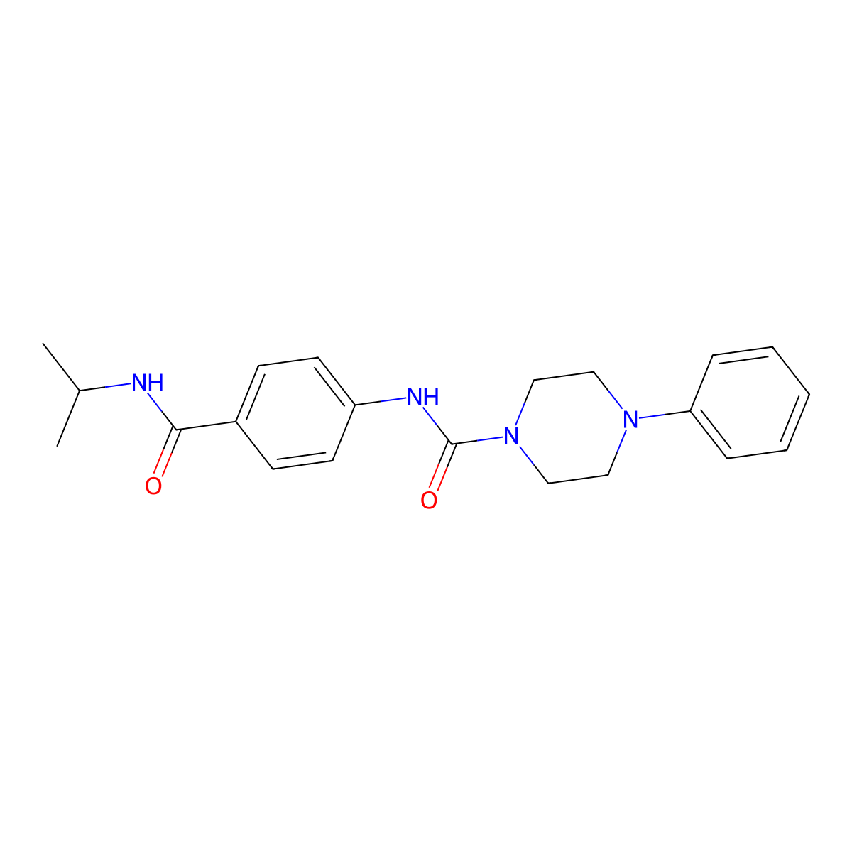 4-phenyl-N-[4-(propan-2-ylcarbamoyl)phenyl]piperazine-1-carboxamide molecular structure, CAS 1324073-49-5