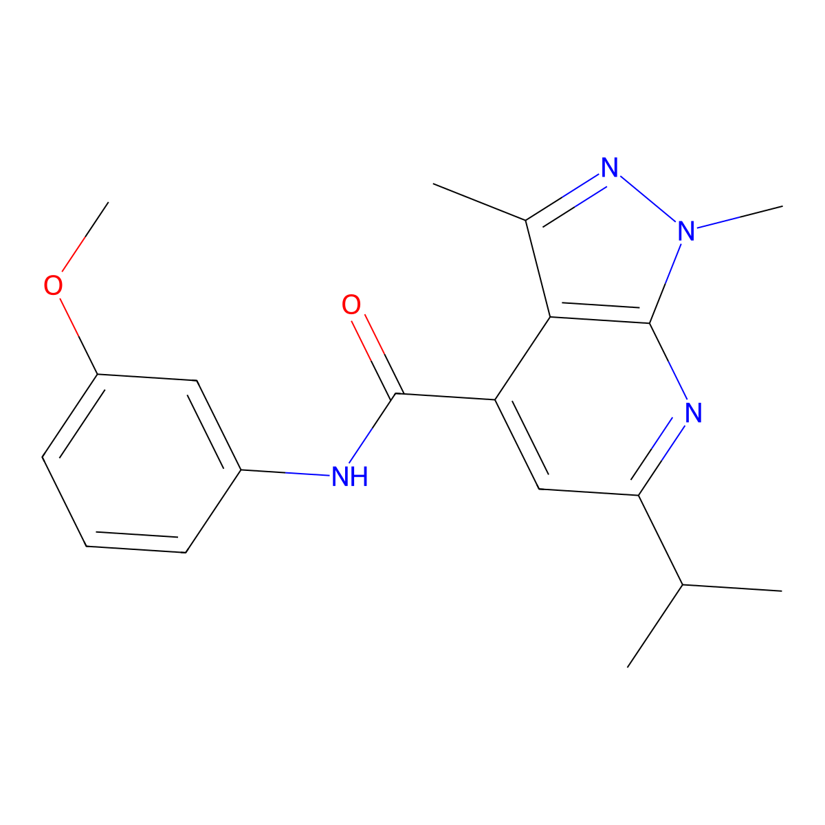 N-(3-methoxyphenyl)-1,3-dimethyl-6-(propan-2-yl)-1H-pyrazolo[3,4-b]pyridine-4-carboxamide molecular structure, CAS 1324073-62-2