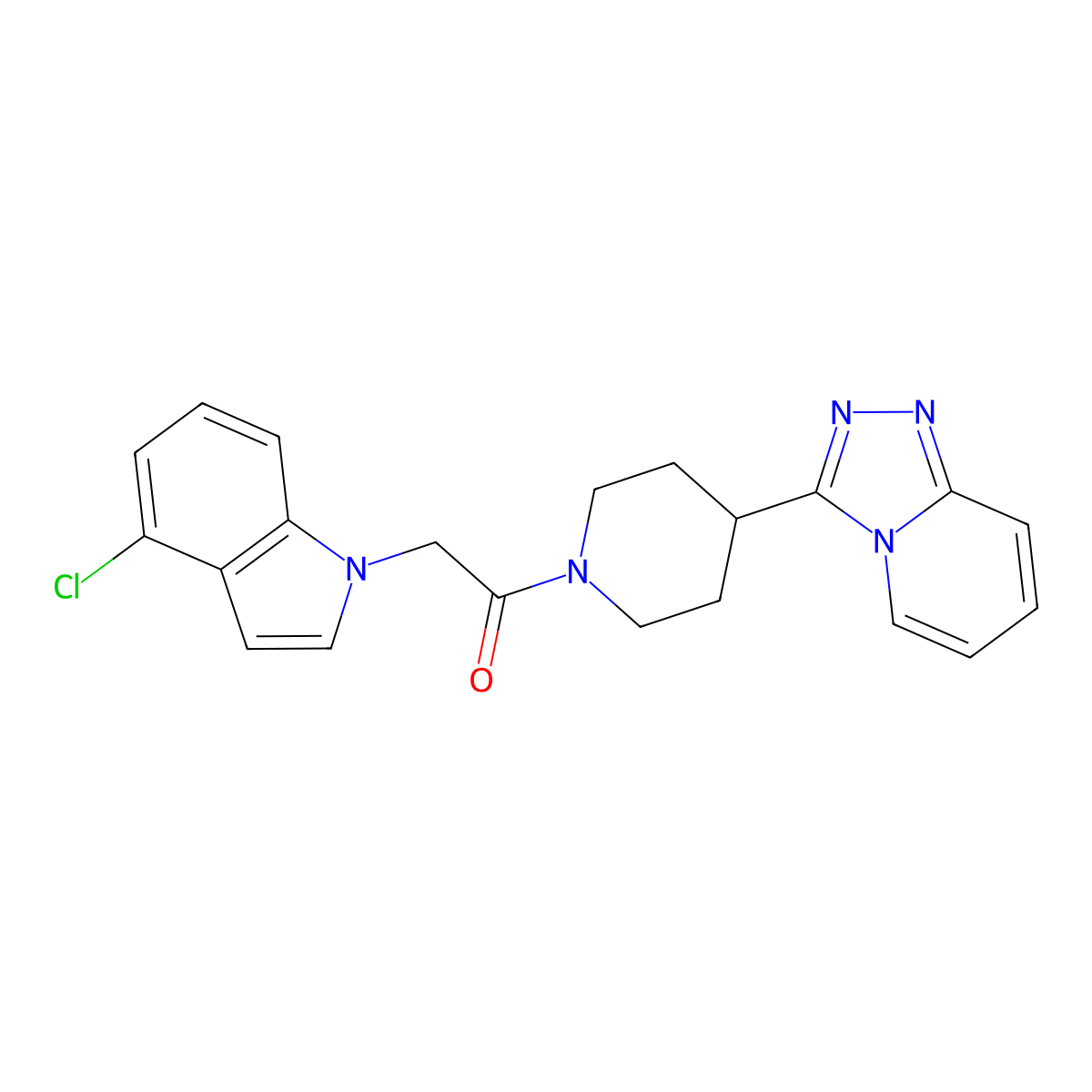 2-(4-chloro-1H-indol-1-yl)-1-[4-([1,2,4]triazolo[4,3-a]pyridin-3-yl)piperidin-1-yl]ethanone molecular structure, CAS 1324073-81-5