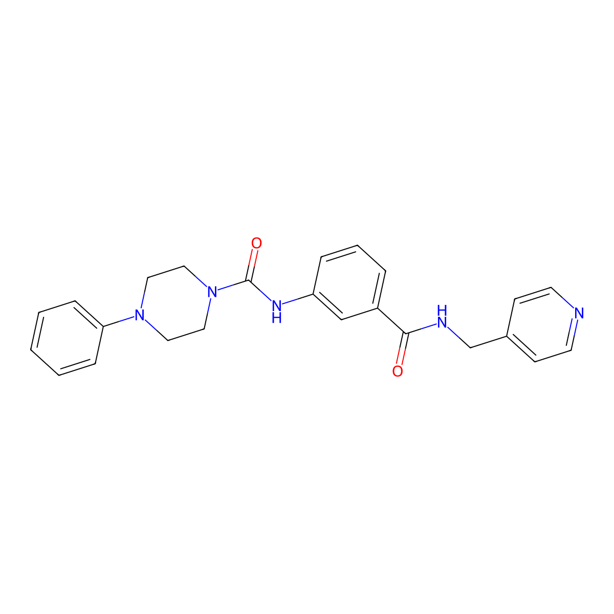 4-phenyl-N-{3-[(pyridin-4-ylmethyl)carbamoyl]phenyl}piperazine-1-carboxamide molecular structure, CAS 1324073-82-6