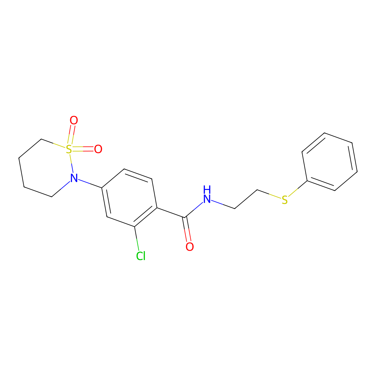 2-chloro-4-(1,1-dioxido-1,2-thiazinan-2-yl)-N-[2-(phenylsulfanyl)ethyl]benzamide molecular structure, CAS 1324073-95-1