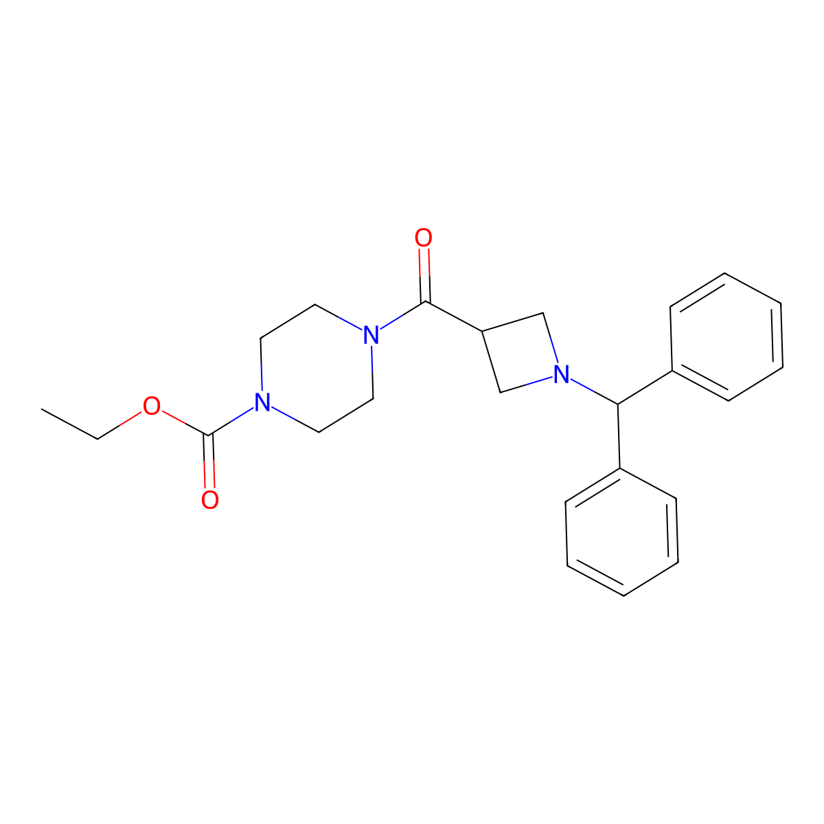 Ethyl 4-{[1-(diphenylmethyl)azetidin-3-yl]carbonyl}piperazine-1-carboxylate molecular structure, CAS 1324073-96-2