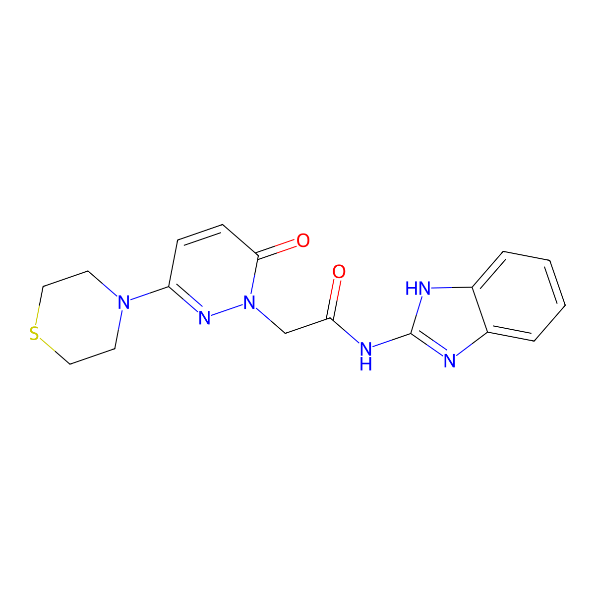 N-(1H-benzimidazol-2-yl)-2-[6-oxo-3-(thiomorpholin-4-yl)pyridazin-1(6H)-yl]acetamide molecular structure, CAS 1324074-02-3