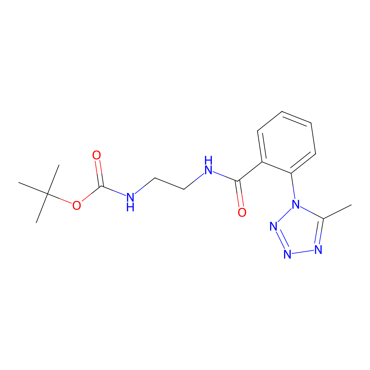 tert-butyl [2-({[2-(5-methyl-1H-tetrazol-1-yl)phenyl]carbonyl}amino)ethyl]carbamate molecular structure, CAS 1324074-17-0