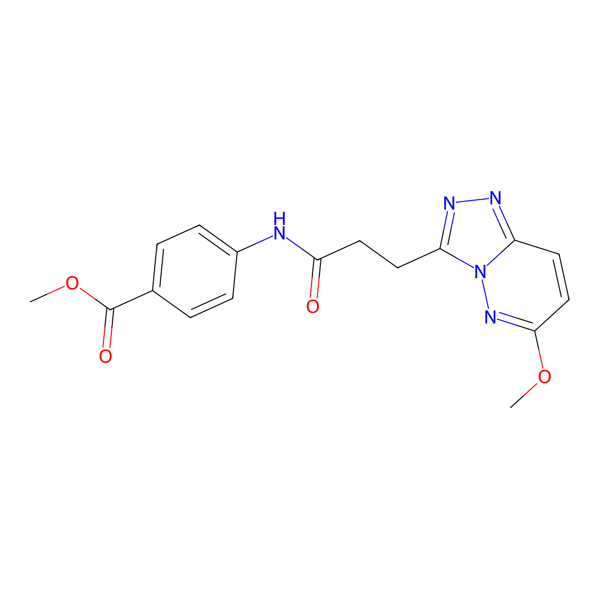 Methyl 4-{[3-(6-methoxy[1,2,4]triazolo[4,3-b]pyridazin-3-yl)propanoyl]amino}benzoate molecular structure, CAS 1324074-39-6