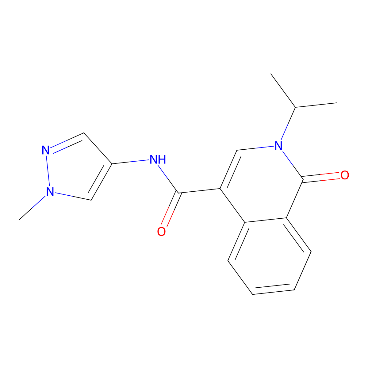 N-(1-methyl-1H-pyrazol-4-yl)-1-oxo-2-(propan-2-yl)-1,2-dihydroisoquinoline-4-carboxamide molecular structure, CAS 1324074-56-7