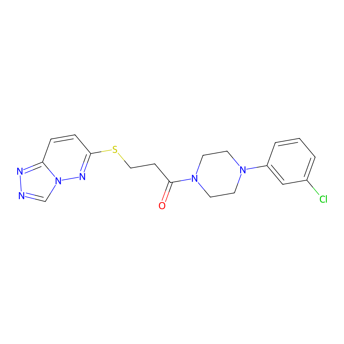 1-[4-(3-Chlorophenyl)piperazin-1-yl]-3-([1,2,4]triazolo[4,3-b]pyridazin-6-ylsulfanyl)propan-1-one molecular structure, CAS 1324074-61-4