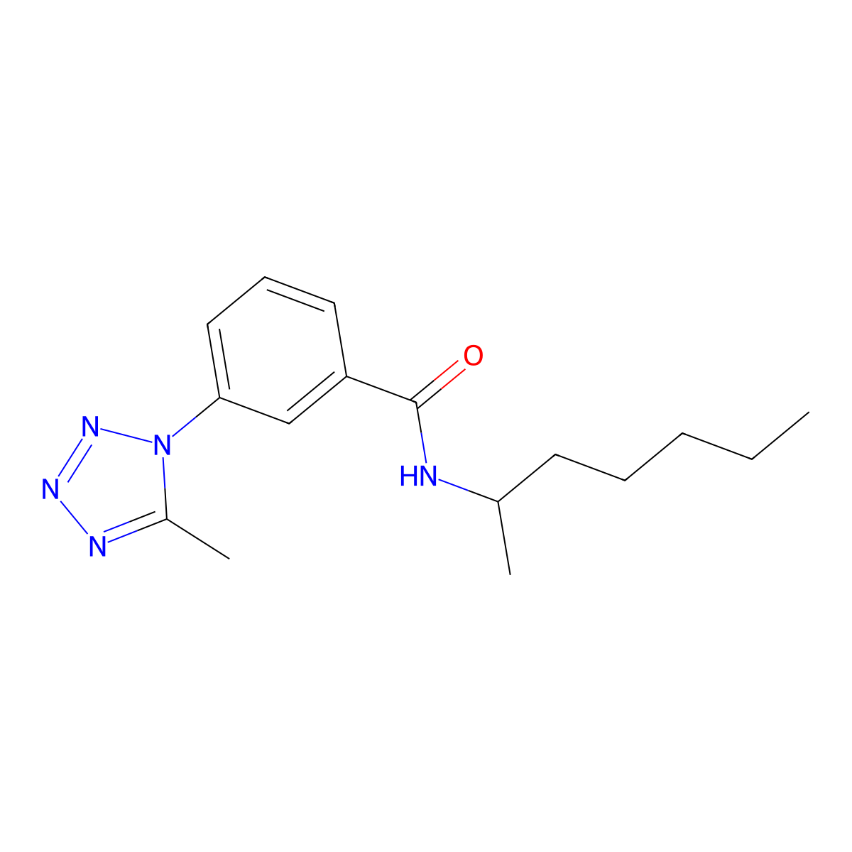 N-(heptan-2-yl)-3-(5-methyl-1H-tetrazol-1-yl)benzamide molecular structure, CAS 1324074-79-4
