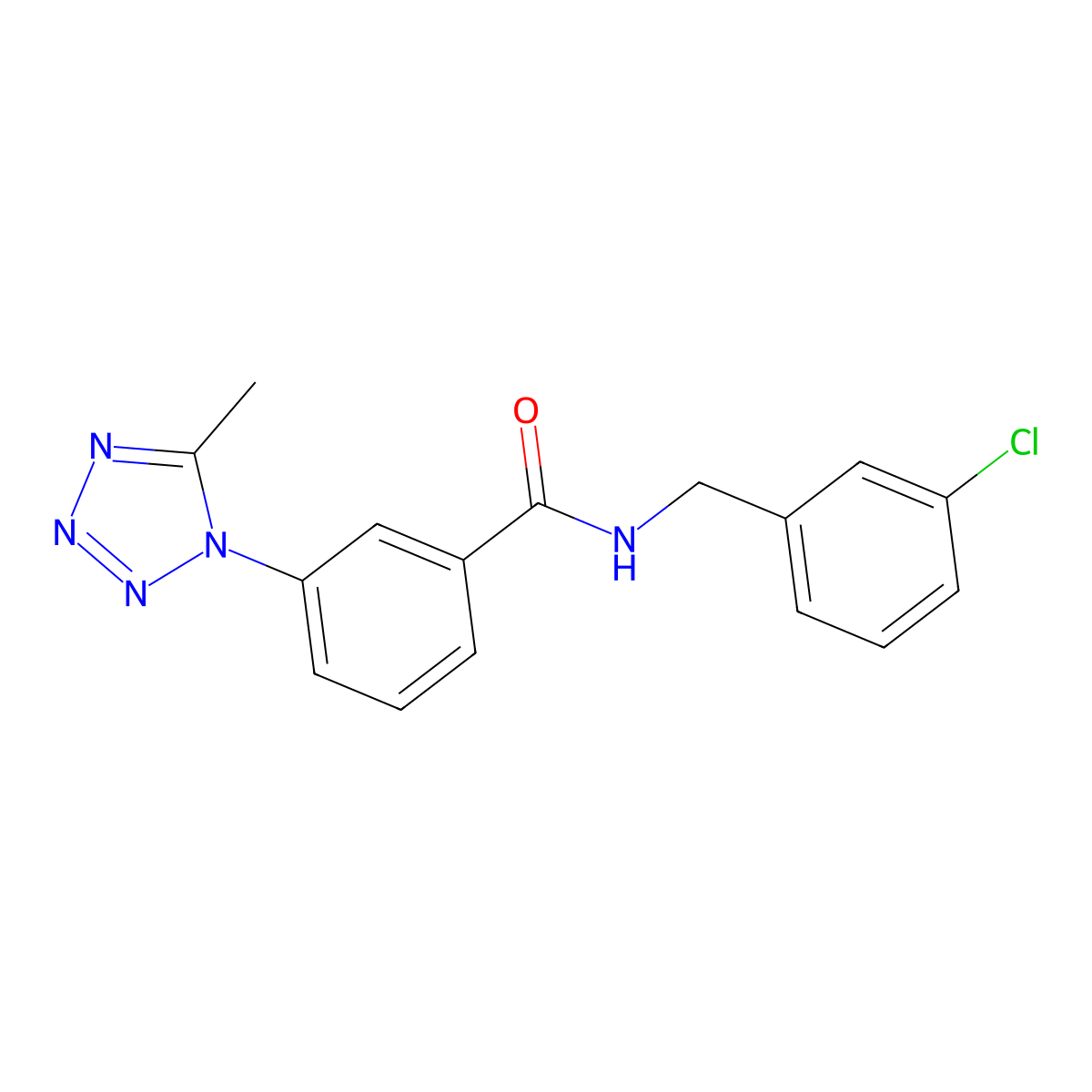 N-(3-chlorobenzyl)-3-(5-methyl-1H-tetrazol-1-yl)benzamide molecular structure, CAS 1324074-80-7
