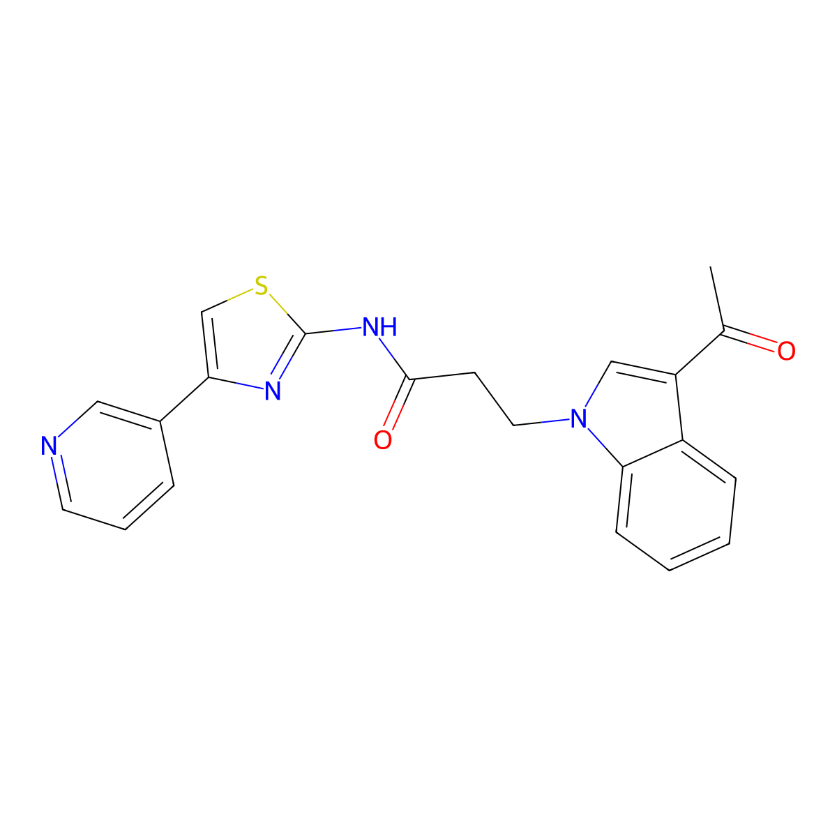 3-(3-acetyl-1H-indol-1-yl)-N-(4-(pyridin-3-yl)thiazol-2-yl)propanamide molecular structure, CAS 1324074-83-0