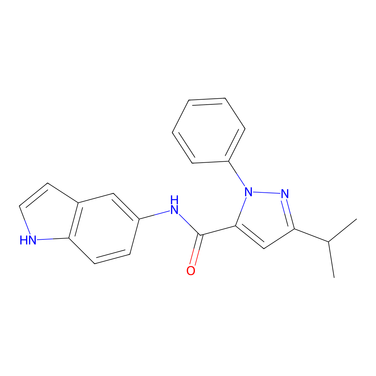 N-(1H-indol-5-yl)-1-phenyl-3-(propan-2-yl)-1H-pyrazole-5-carboxamide molecular structure, CAS 1324074-89-6