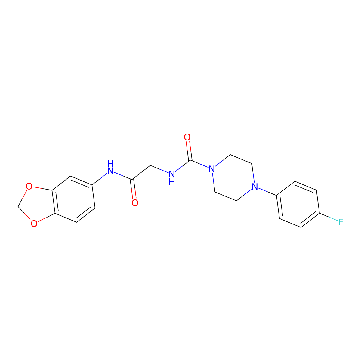 N-[2-(1,3-benzodioxol-5-ylamino)-2-oxoethyl]-4-(4-fluorophenyl)piperazine-1-carboxamide molecular structure, CAS 1324074-94-3