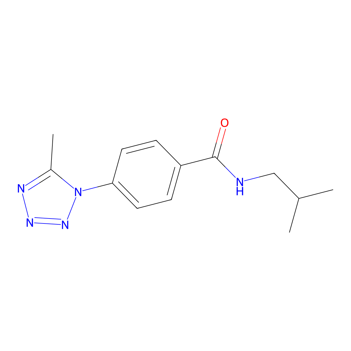N-(2-methylpropyl)-4-(5-methyl-1H-tetrazol-1-yl)benzamide molecular structure, CAS 1324074-99-8