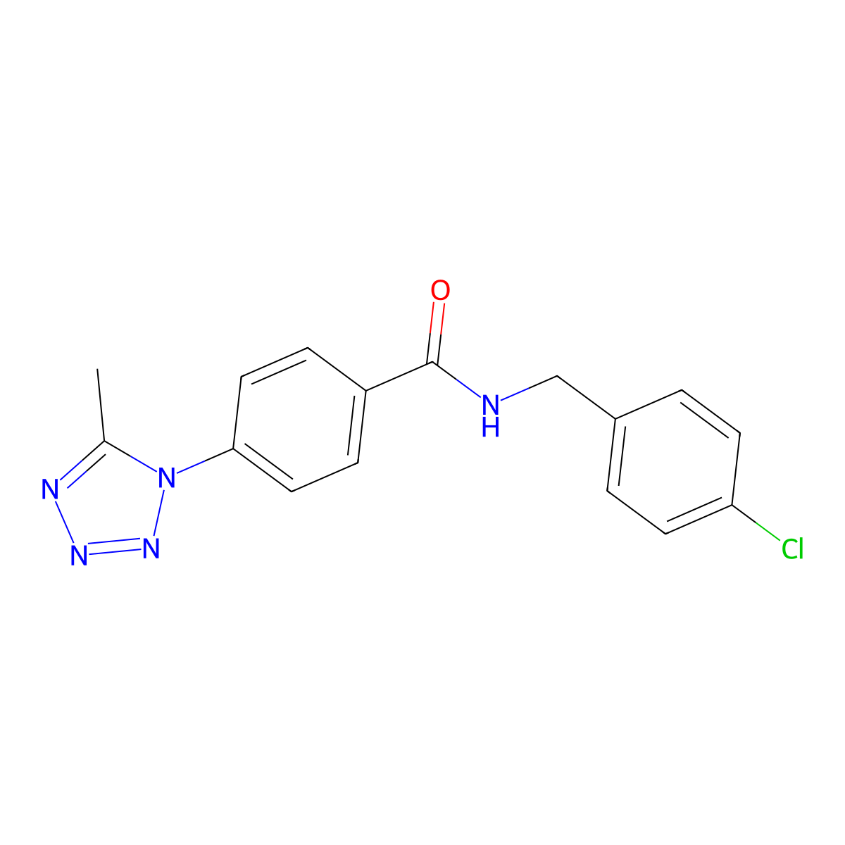 N-(4-chlorobenzyl)-4-(5-methyl-1H-tetrazol-1-yl)benzamide molecular structure, CAS 1324075-07-1